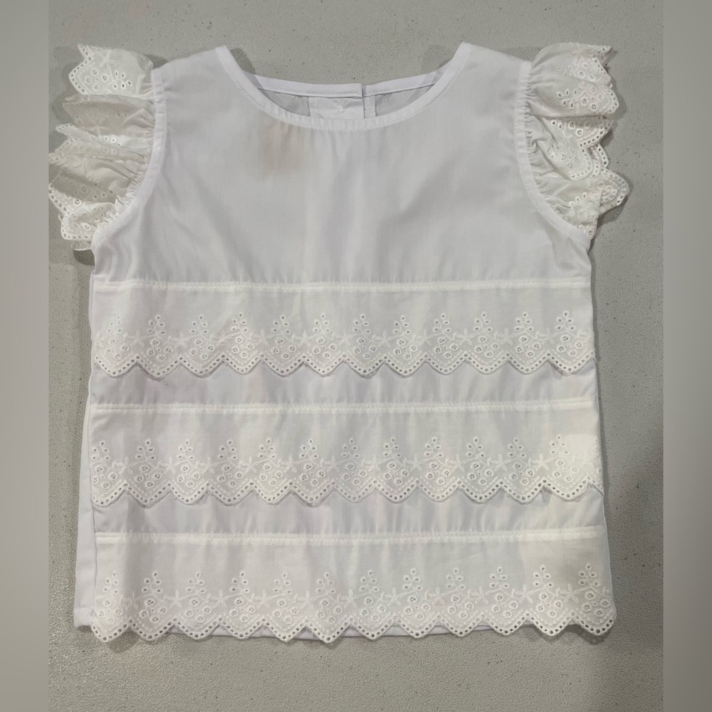 The Beaufort Bonnet Company White Eyelet Ruffle Blouse